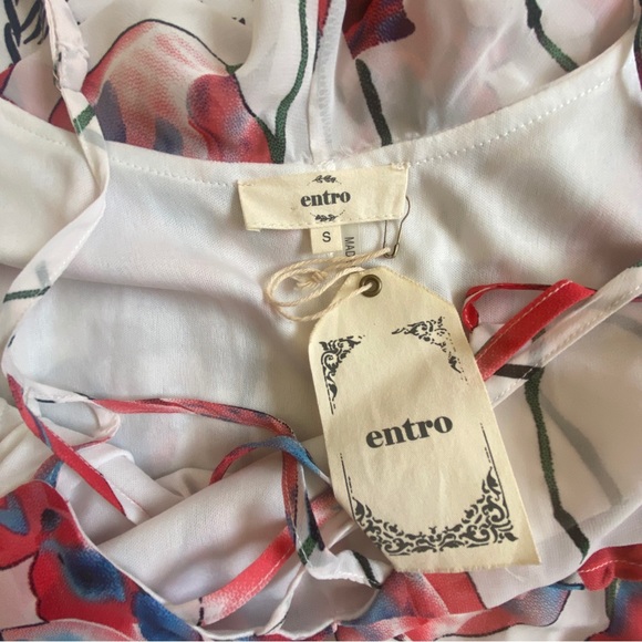 ENTRO by Anthropologie colorful off the shoulder Floral mini dress small s - Picture 2 of 2